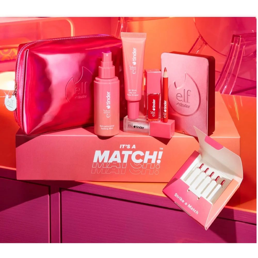Limited Edition ELF X TINDER Its a match lip, primer, setting mist & makeup bag‎